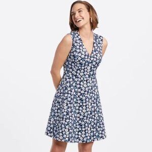 Draper James Floral Sleeveless Love Circle Dress Navy Blue Size 6